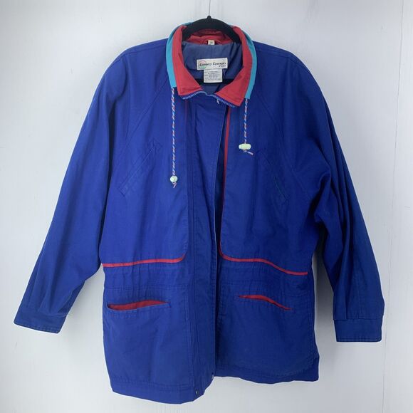 Vtg Country Concepts Plus 20 Jacket Windbreaker Grunge Indie Nautical 90’s Blue - Picture 1 of 7
